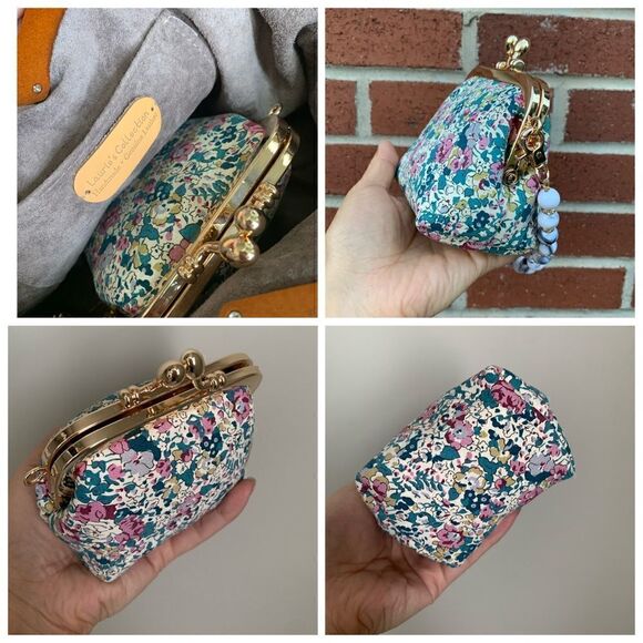 Handmade Large Genuine Printed Floral Leather Wooden Frame Bag with Small Purse - Picture 16 of 16